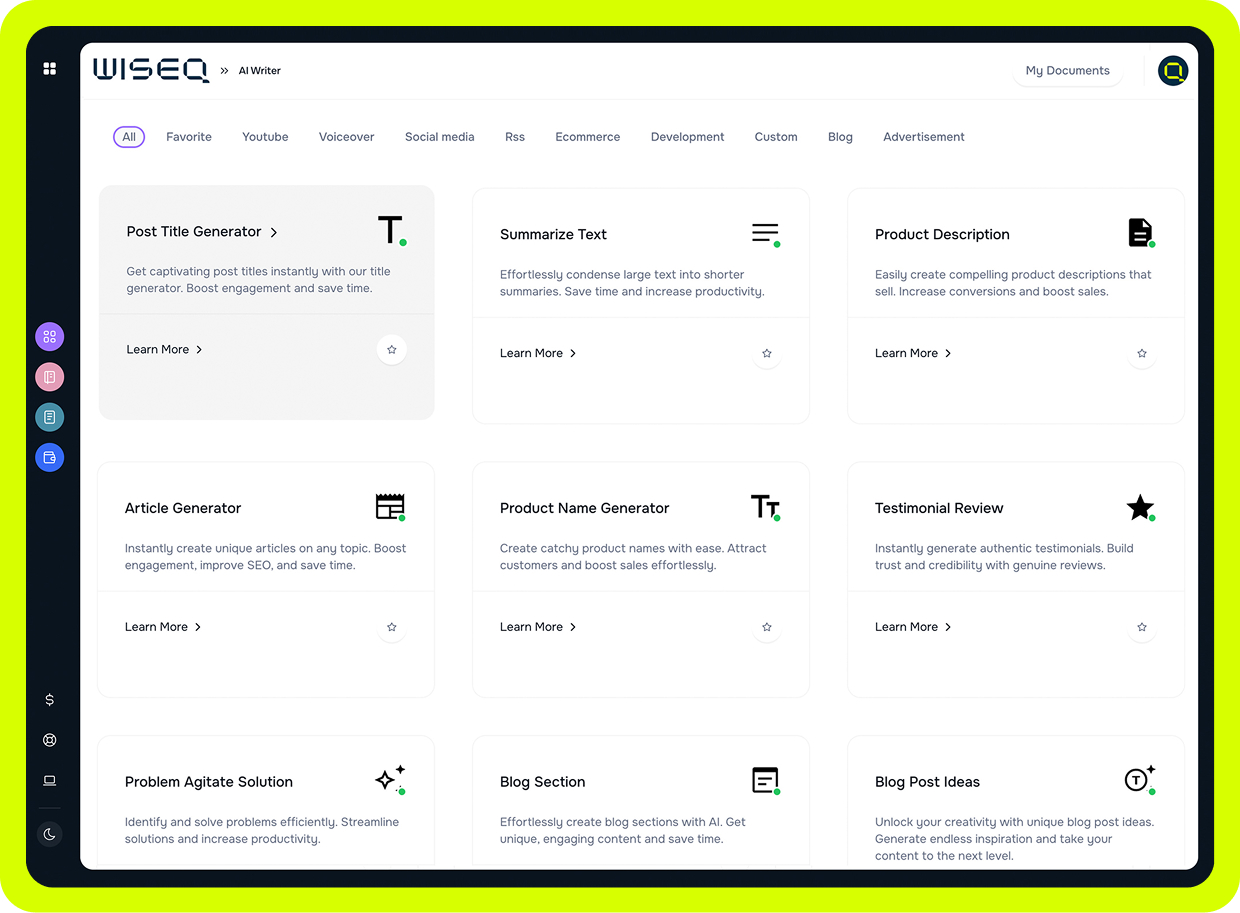 MagicAI Dashboard Mockup